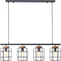 Brilliant Hanglamp Gwen Zwart Hout 4xe27