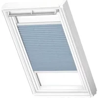 Velux Manueel Lichtdoorlatend Plisségordijn White Line Fhl Uk08 1286swl Jeansblauw