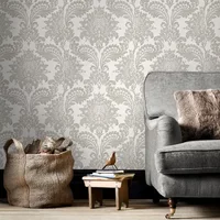 Vliesbehang Damask - Grijs - 10,05m X 52cm