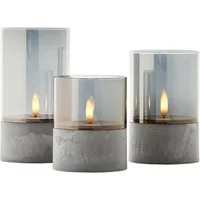 Brilliant Tafellamp Op Batterij Bougie Betoneffect Rookglas Set Van 3