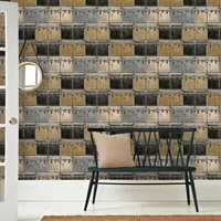 Vliesbehang Friends & Coffee - Offblack - Goud - Zilver - Beige - Grijs - Taupe-grijs - 10,05m X 53cm