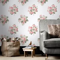 Vliesbehang Secret Garden G78499 - Roze - Groen - Licht Vergrijsd Goren - Wit - 10,00m X 53cm