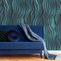 Fotobehang Smart Art Gallery - Blauw - Donkerblauw - Groen - Turquoise - 3,40m X 265cm