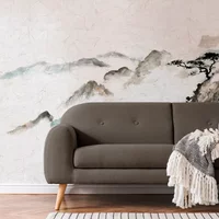 Fotobehang Cracquelé Bergen - Beige - Grijs - Zwart - Blauw - Groen - 2,70m X 424cm