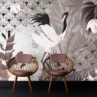 Fotobehang Kraanvogels Smart Art Gallery 47333 - Taupe Grijs - Vergrijsd Roze - 3,40m X 265cm