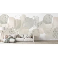 Fotobehang Smart Art Gallery - Vergrijsd Groen - Beige - Grijs-beige - Mint - 2,70m X 424cm