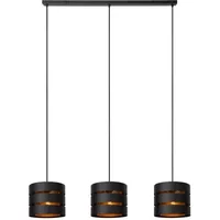 Lucide Hanglamp Rosas Zwart Messing 3xe27