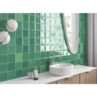 Wandtegel Zellige - Groen - Keramiek - 12x12 Cm - 0,55 M²