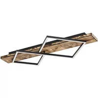 Eglo Plafondlamp Boyal - Zwart - Hout - Warm Wit - 28w