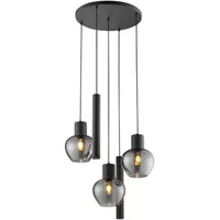 Brilliant Hanglamp Ligari - Zwart - Rookglas - D65cm - 3xe27 - 2xgu10