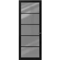 Cando Binnendeur Cover Glass De03 - Carbon Black - Gelakt - Opdek - Rechts - 93x201,5cm