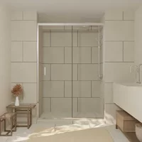 Aurlane - Douche Schuifdeur Factory 140 X 200 Cm - Chroom Profiel - 6 Mm Helder Glas