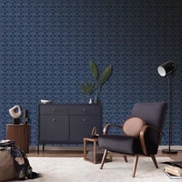 Vliesbehang Antibes An28232 - Donkerblauw - Zilver - Diepblauw - 10,05m X 53cm