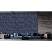 Vliesbehang Antibes An28273 - Donkerblauw - Vergrijsd Blauw - Beige - 10,05 M X 53 Cm