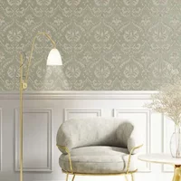 Vliesbehang Classic & Elegant 23605 - Vergrijsd Lichtgroen - Metallic - Beige - 10,05 M X 53 Cm