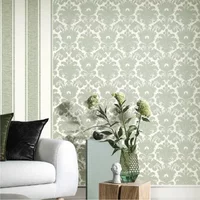Vliesbehang Classic & Elegant 23615 - Offwhite - Mintgroen Met Glans - 10,05m X 53cm