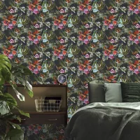 Vliesbehang Sublime Blooming Tropics - Zwart - 10,05m X 52cm