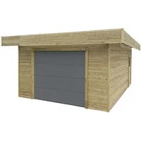 Solid Superia - Carport Garage - Geïmpregneerd Vurenhout - Sectionale Garagedeur - 35,4 M² - 506,4x699,4cm