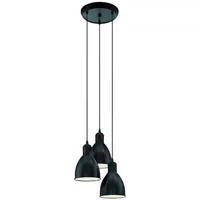 Eglo Industriële Hanglamp Priddy - Zwart - Staal - 32,5cm - 3xe27