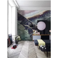 Fotobehang Marmer Met Grafisch Patroon 14224 - Paars - Groen - Grijs - 2,70m X 300cm