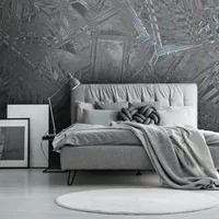 Fotobehang Vanilla Lime Lijsten En Bladeren Blauw - 2,70m X 450cm