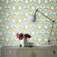 Fotobehang Seventies S702b9 - Blauw - Wit - Groen - Beige - 2,70 M X 419 Cm