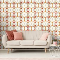 Fotobehang Seventies S713a9 - Oranje - Rood - Zwart - Wit - 2,70m X 419cm