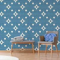 Fotobehang Seventies S725b9 - Blauw - Wit - 2,70m X 419cm