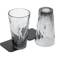 Silwy Magnetic Plastic Longdrink Glasses With Nano-gel Coasters - Set of 2 - Pearl Grey