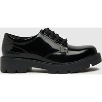 Kickers kori derby patent flat shoes in black