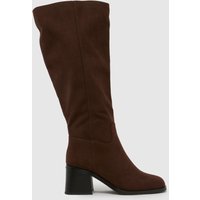schuh Dot Block Heel Knee High Boots in Brown