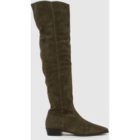 schuh Daffy Suede Over The Knee Boots in Dark Green