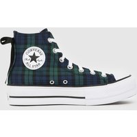 Converse All Star Lift Plaid Trainers in Navy Multi Converse All Star Lift Plaid Trainers in Navy Multi