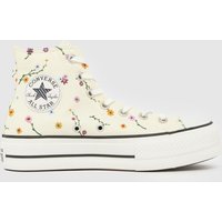 Converse All Star Lift Hi Trainers in Off-White Multi Converse All Star Lift Hi Trainers in Off-White Multi