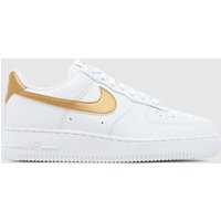 Nike Air Force 1 Trainers in White & Gold Nike Air Force 1 Trainers in White & Gold