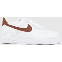 Nike Air Force 1 Trainers in White & Brown Nike Air Force 1 Trainers in White & Brown