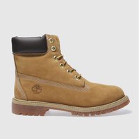 Timberland Premium 6-Inch Youth Boots in Beige, Stitch Detail, Leather, Size: 3 Timberland Premium 6-Inch Youth Boots in Beige, Stitch Detail, Leather, Size: 3