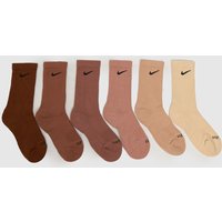 Nike Kids Crew Socks 6 Pack in Brown & Beige, Size: 2-5 Nike Kids Crew Socks 6 Pack in Brown & Beige, Size: 2-5