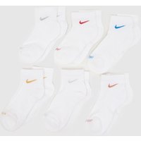 Nike Kids Everyday Ankle Socks 6 Pack in White & Blue, Fabric, Size: 2-5 Nike Kids Everyday Ankle Socks 6 Pack in White & Blue, Fabric, Size: 2-5
