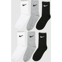 Nike Kids Basic Crew Socks 6 Pack in Black & Grey, Cotton, Size: 6.5-9.5 Nike Kids Basic Crew Socks 6 Pack in Black & Grey, Cotton, Size: 6.5-9.5