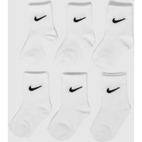 Nike Kids Basic Crew Socks 6 Pack in White, Size: 6.5-9.5 Nike Kids Basic Crew Socks 6 Pack in White, Size: 6.5-9.5