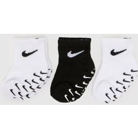 Nike Infant Grip Swoosh Socks 3 Pack in White & Black, Logo Print, Fabric, Size: 12-24 Months Nike Infant Grip Swoosh Socks 3 Pack in White & Black, Logo Print, Fabric, Size: 12-24 Months