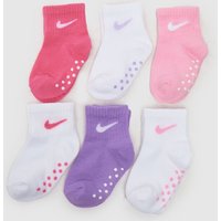 Nike Infant Gripper Socks 6 Pack in Pink & White, Size: 12-24M Nike Infant Gripper Socks 6 Pack in Pink & White, Size: 12-24M