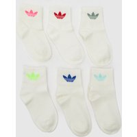 adidas Kids Mid Ankle Socks 6 Pack in White, Fabric, Size: 12.5-1 adidas Kids Mid Ankle Socks 6 Pack in White, Fabric, Size: 12.5-1