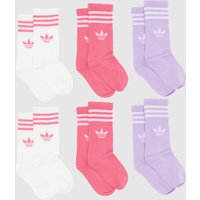 adidas Kids Socks 6 Pack in Pink & Purple, Striped, Cotton, Size: 10-11.5 adidas Kids Socks 6 Pack in Pink & Purple, Striped, Cotton, Size: 10-11.5