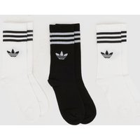 adidas Kids Crew Sock 3 Pack in White & Black, Striped, Fabric, Size: 10-11.5 adidas Kids Crew Sock 3 Pack in White & Black, Striped, Fabric, Size: 10-11.5