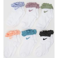Nike White Multi Kids Ruffle Ankle Socks 6 Pk Nike White Multi Kids Ruffle Ankle Socks 6 Pk