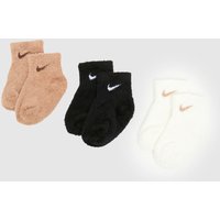 Nike Beige Multi Infant Ankle Cosy Socks 3PK Nike Beige Multi Infant Ankle Cosy Socks 3PK