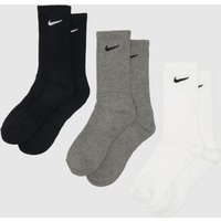 Nike Crew Socks 3 Pack in Black & Grey, Size: 2-5 Nike Crew Socks 3 Pack in Black & Grey, Size: 2-5