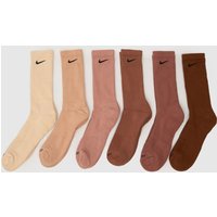 Nike Crew Socks 6 Pack in Beige & Brown, Size: 8-11 Nike Crew Socks 6 Pack in Beige & Brown, Size: 8-11